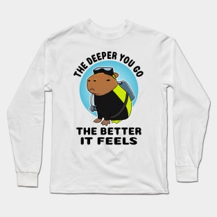 The deeper you go the better it feels Capybara Scuba Diver Long Sleeve T-Shirt